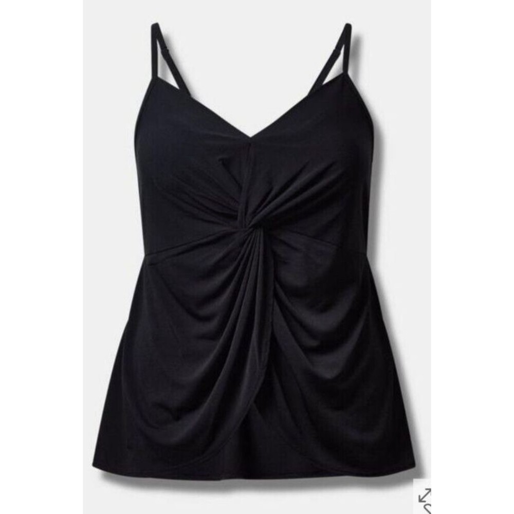 00 Torrid Studio Crepe V-Neck Twist Tank Black